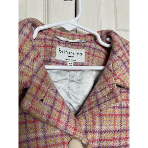Britannical Girls Islington Coat Highgate Tweed Blossom Check Size 6-7 - Picture 2 of 9